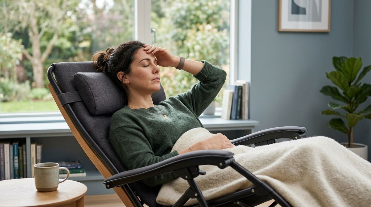 Zero gravity recliners for migraine and headache relief