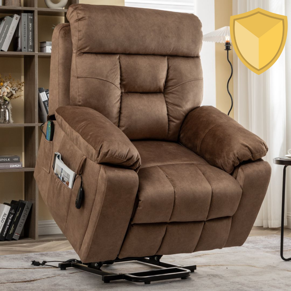 Castle Lift Chair, 26 Inch Extra Wide Seat, Brown (Free 2 Years Warranty)