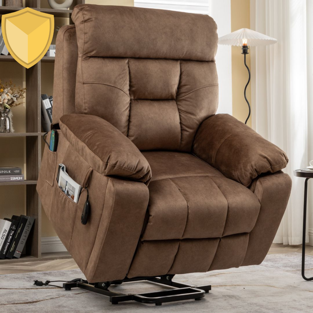 Castle Extra Wide Lift Chair for Elderly, 26 Inch Seat, Brown (Free 2 Years Warranty)