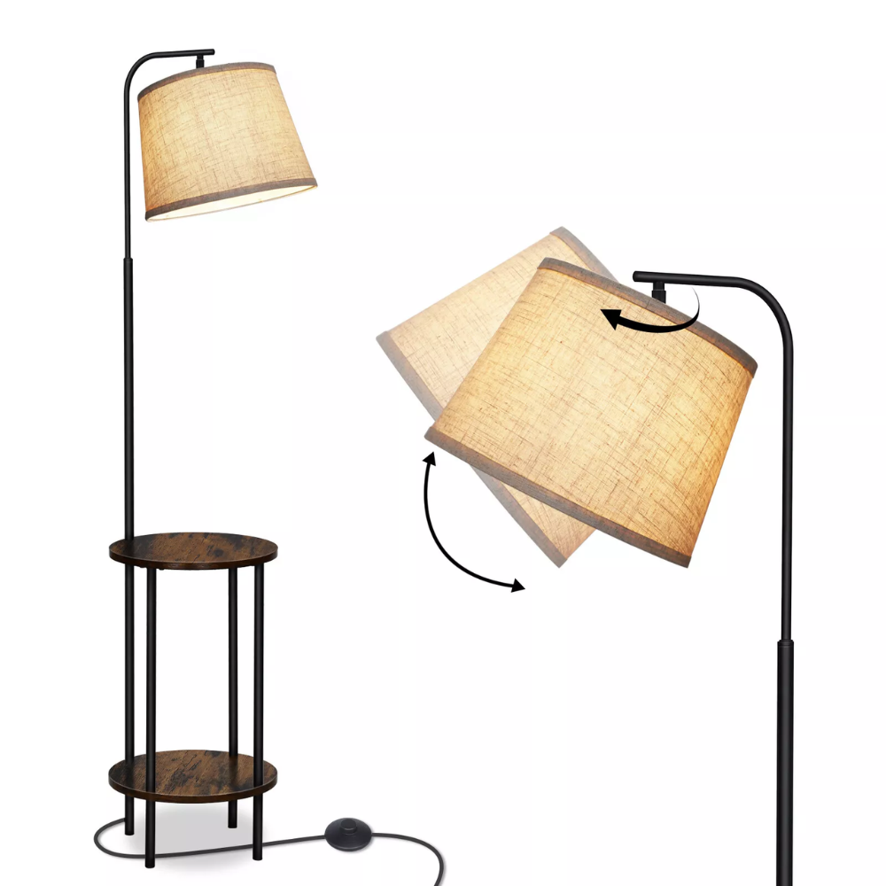 Floor Lamp with Table DEWENWILS Wooden End Side Table Farmhouse Floor Lamp