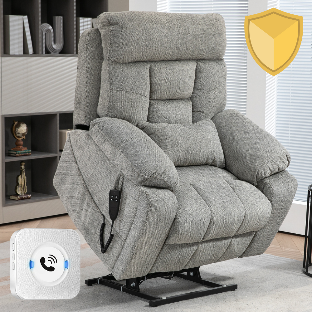 Castle (2.0) Lay flat Lift Chair, 26 Inch Extra Wide Seat, Gray (Free 2 Years Warranty)