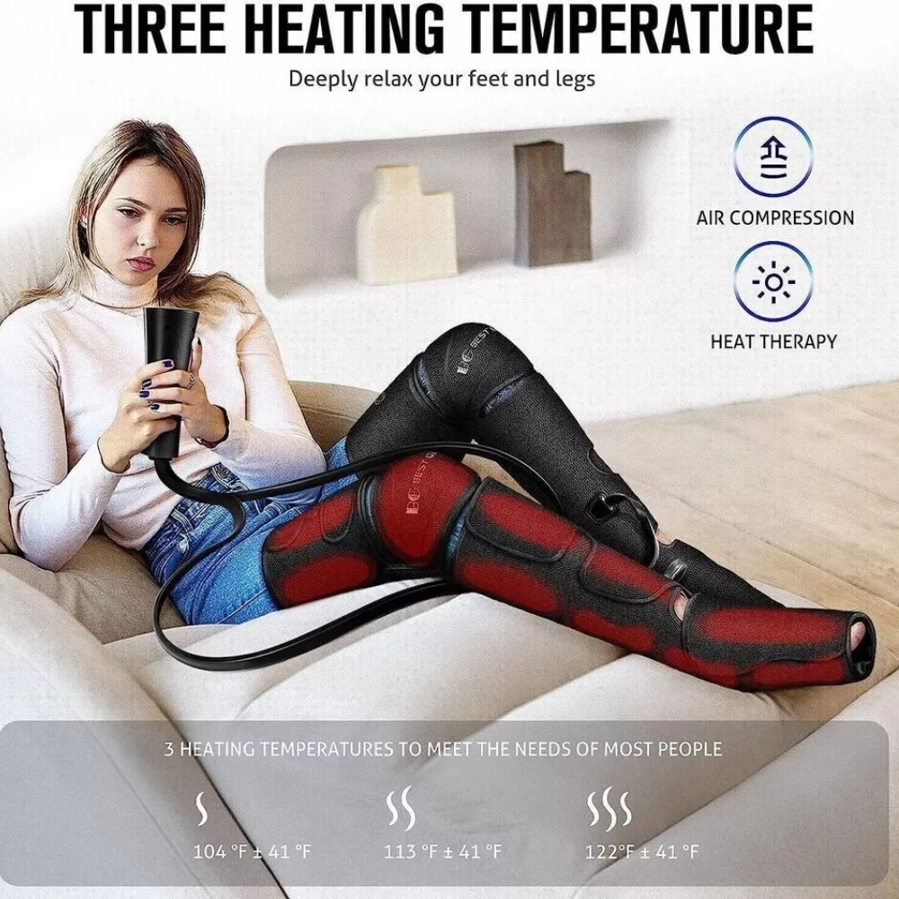 Air Compression Massager with Heat for Foot,Leg,Calf,Thigh and Knee