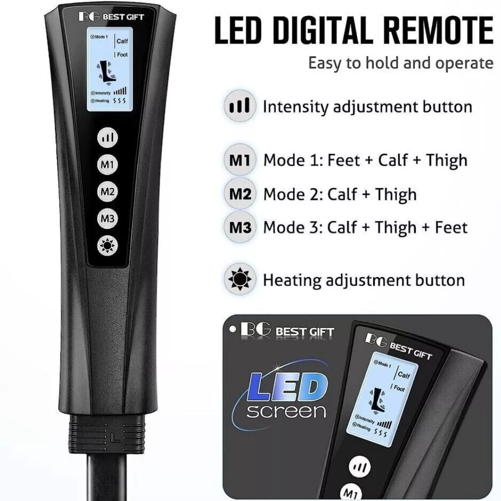 Air Compression Massager with Heat for Foot,Leg,Calf,Thigh and Knee