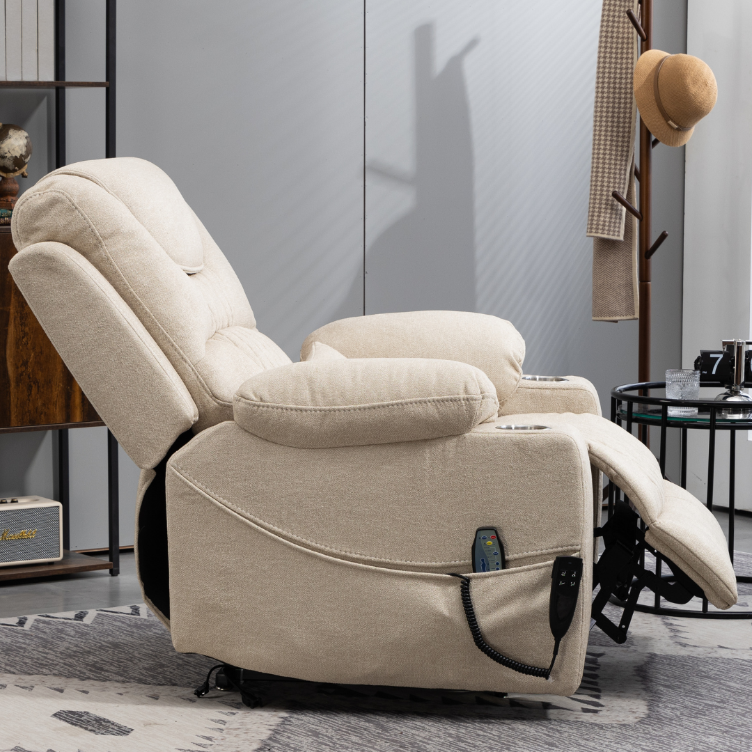 SleepingTitan Origin Lay Flat Lift Chair, 25.1 Inch Wide Seat 74.2 Inch Length, Cream (FREE 2 Years Warranty).