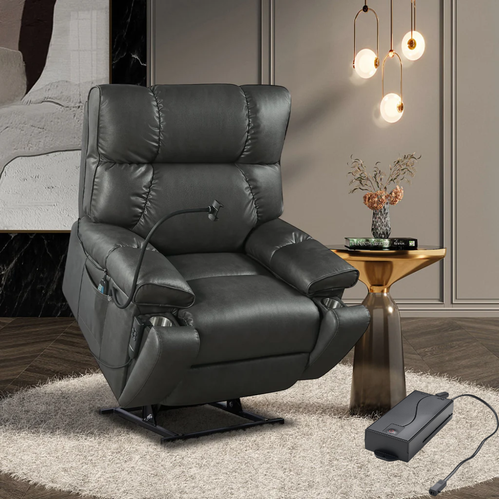 CozyRead Lay Flat Lift Chair, With Back Up Battery, Grey (FREE 2 Years Warranty)