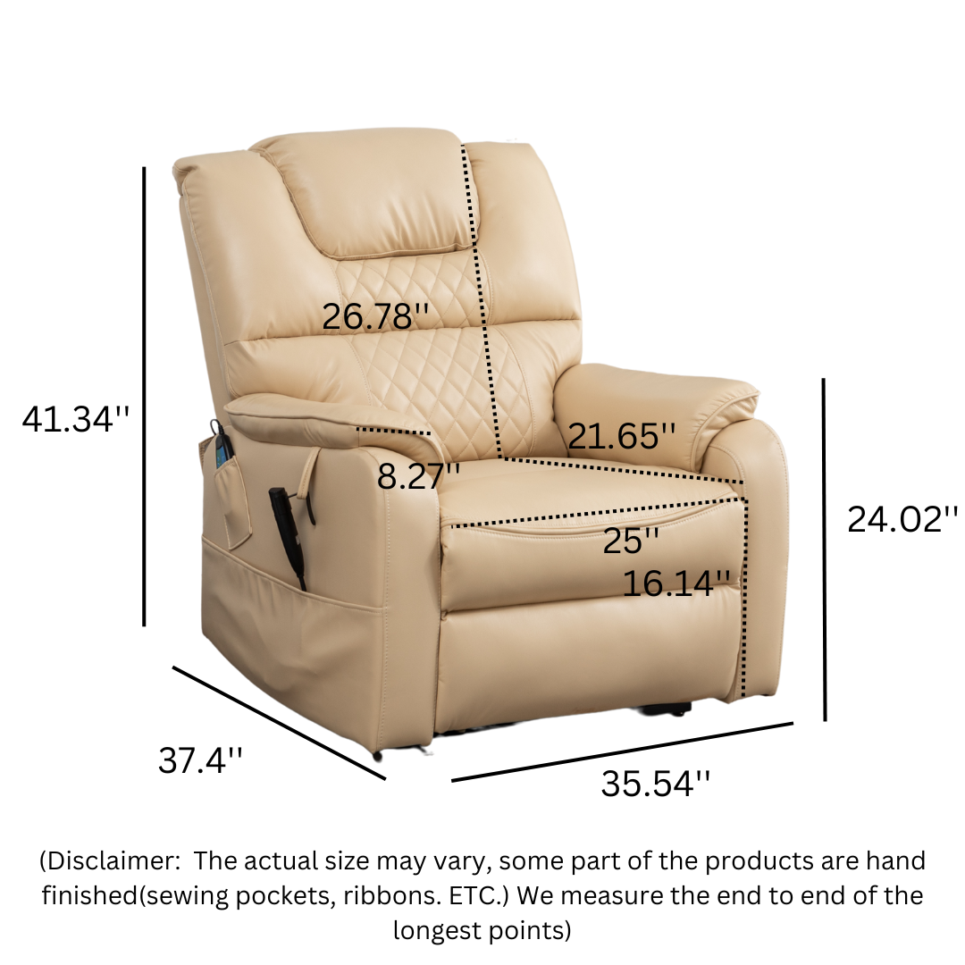 SleepingTitan Lift Chair for Elderly, Extra Wide with Dual Motor, 180° Lay Flat Recliner, Heat and Massage, Beige (FREE 2 Years Warranty).