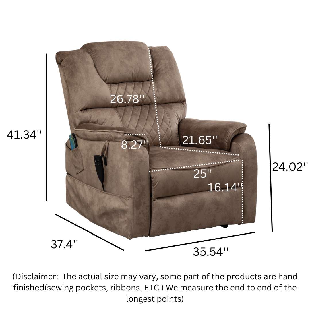 SleepingTitan Lift Chair For Elderly, Extra Wide with Dual Motor, 180° Lay Flat Recliner, Heat and Massage, Brown (FREE 2 Years Warranty).