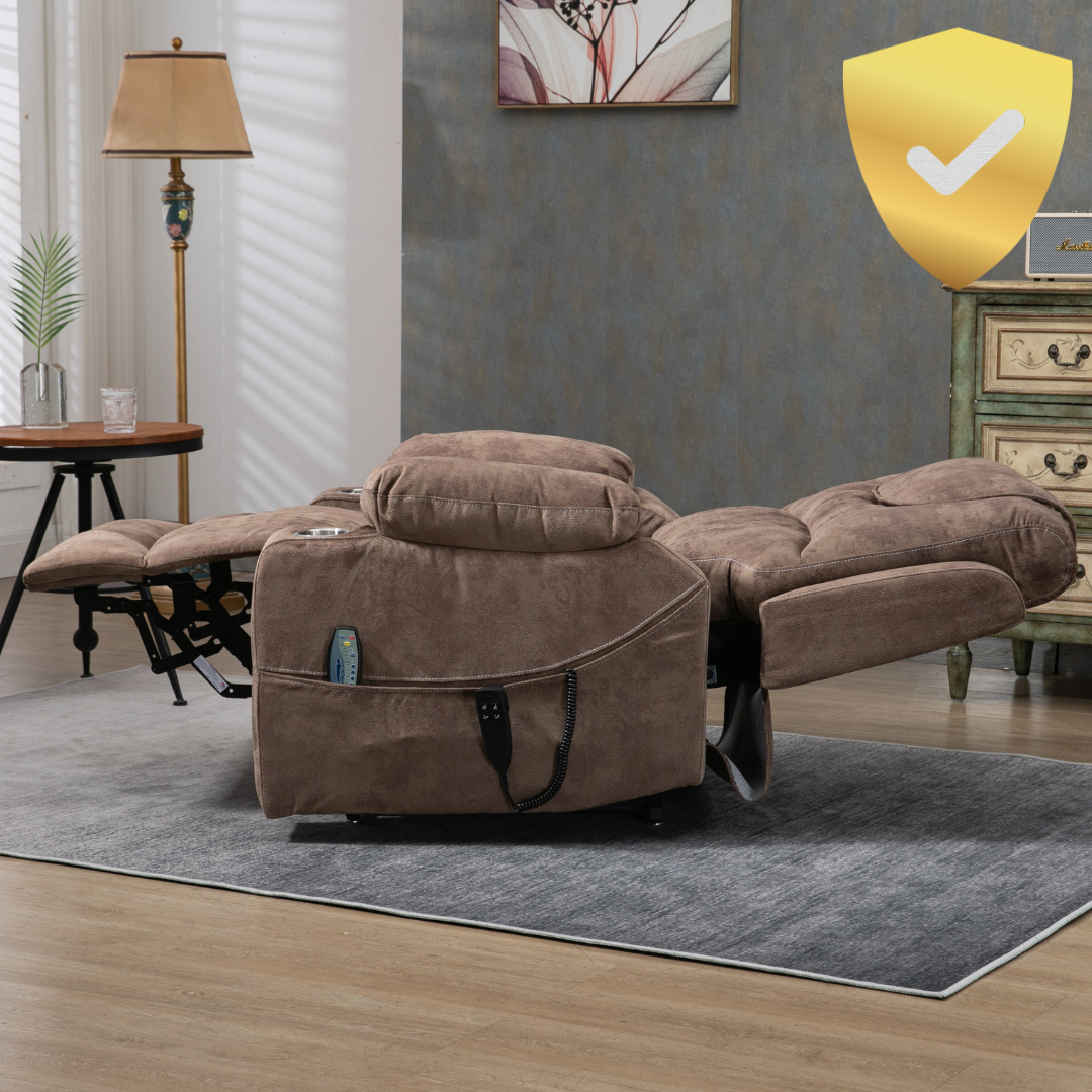 SleepingTitan Origin Lay Flat Lift Chair, 25.1 Inch Wide Seat 74.2 Inch Length, Dual Motors, Brown (FREE 2 Years Warranty)