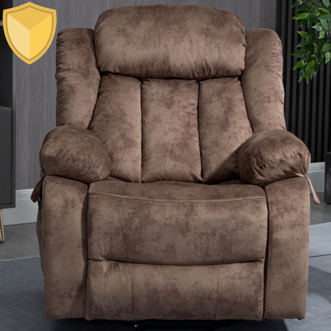 Crius Power Lift Chair with Heat and Massage, 38 Inch Wide with Safety Motion, Velvet Brown (FREE 2 Years Warranty)