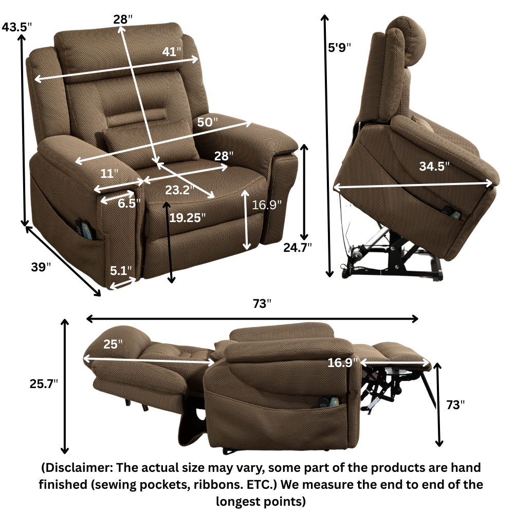 GiantNova Lay Flat Lift Chair, Oversized 28 Inches Seat