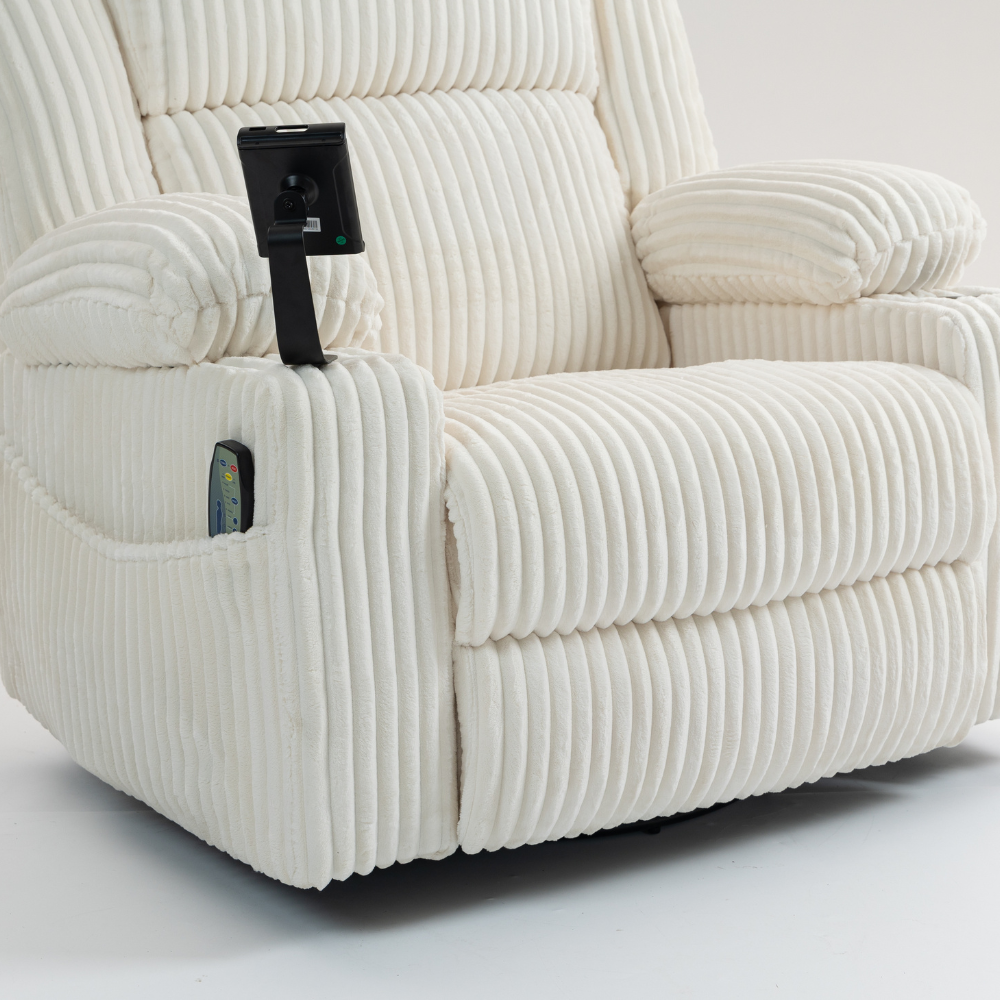 Power Swivel Rocker Recliner with Massage & Heat.