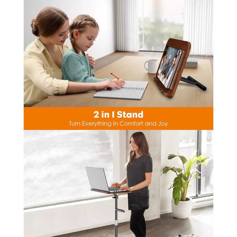 2 in 1 Dual-use Floor Book Stand Desktop Book Stand Height Adjustable for Laptop