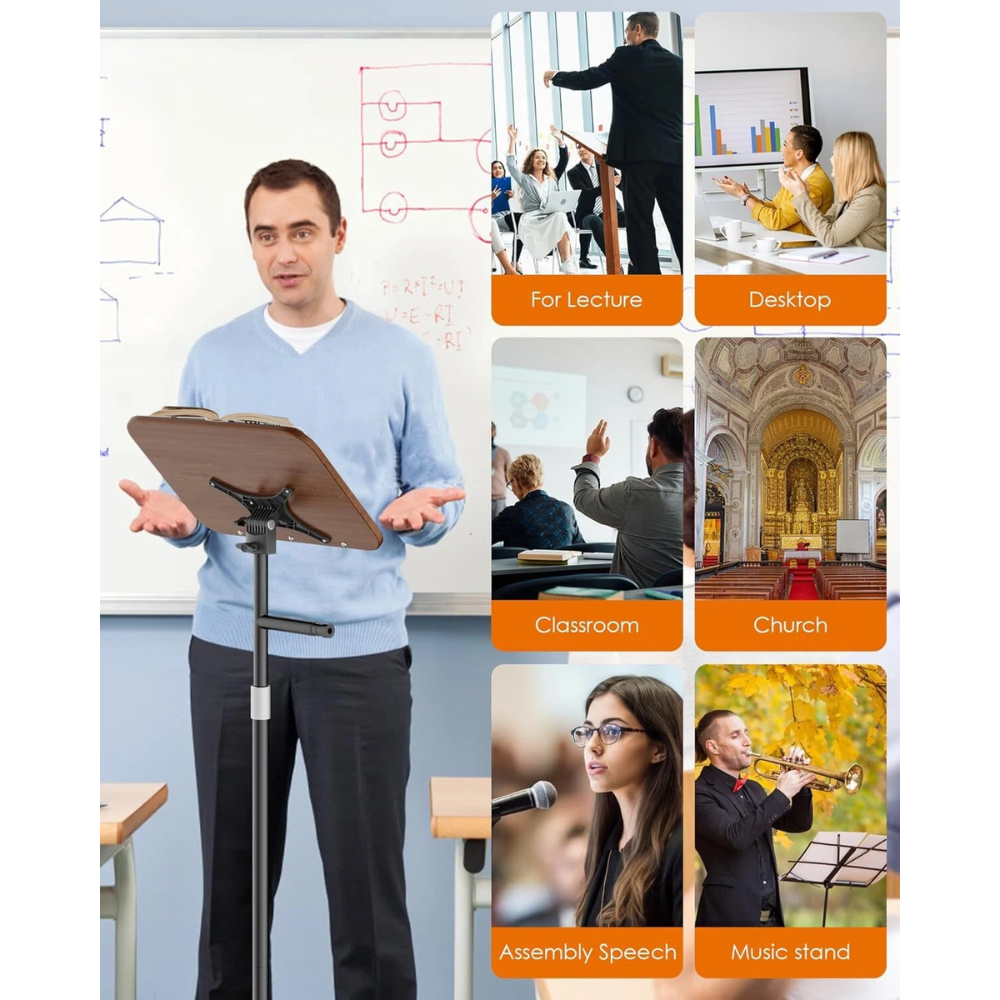 2 in 1 Dual-use Floor Book Stand Desktop Book Stand Height Adjustable for Laptop