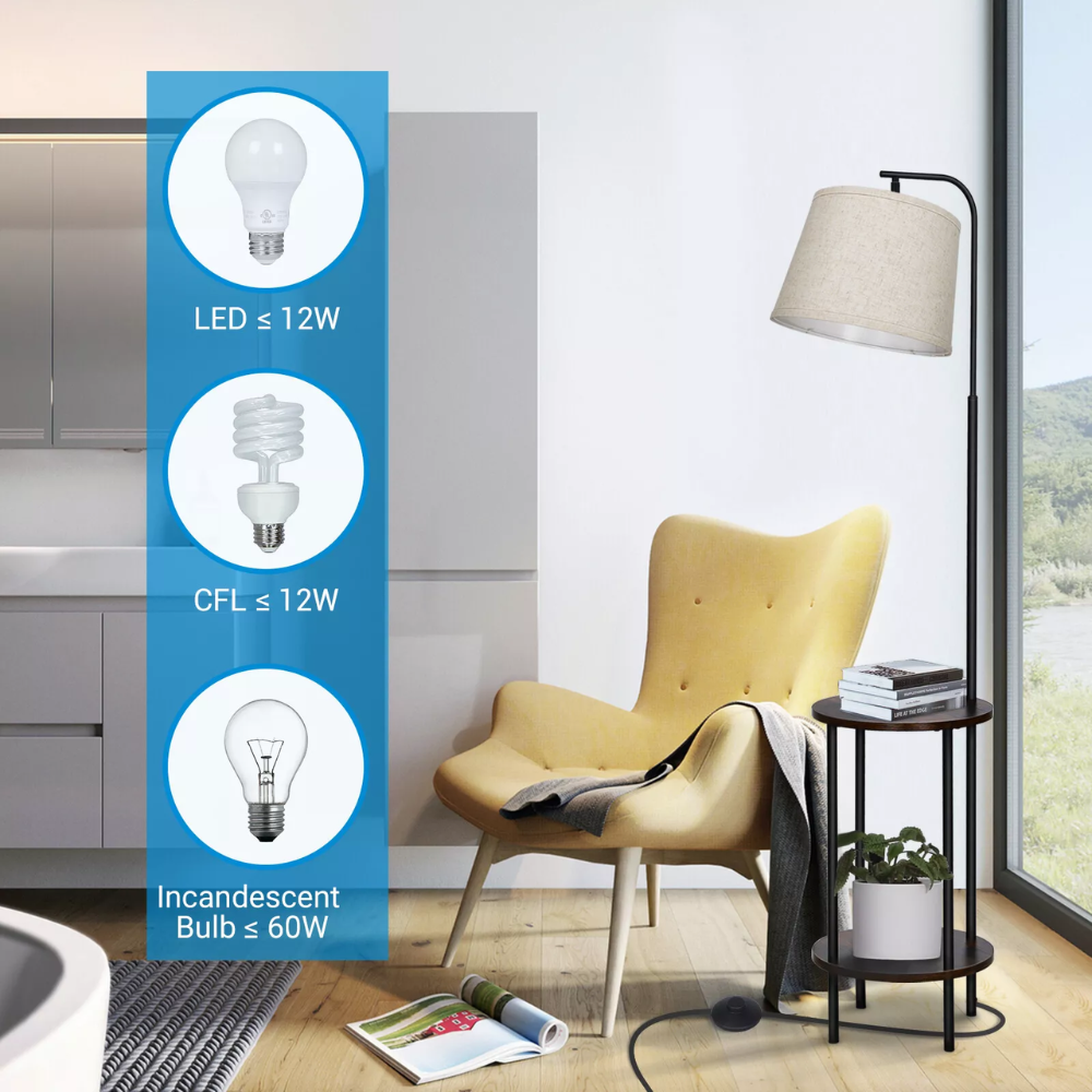 Floor Lamp with Table DEWENWILS Wooden End Side Table Farmhouse Floor Lamp