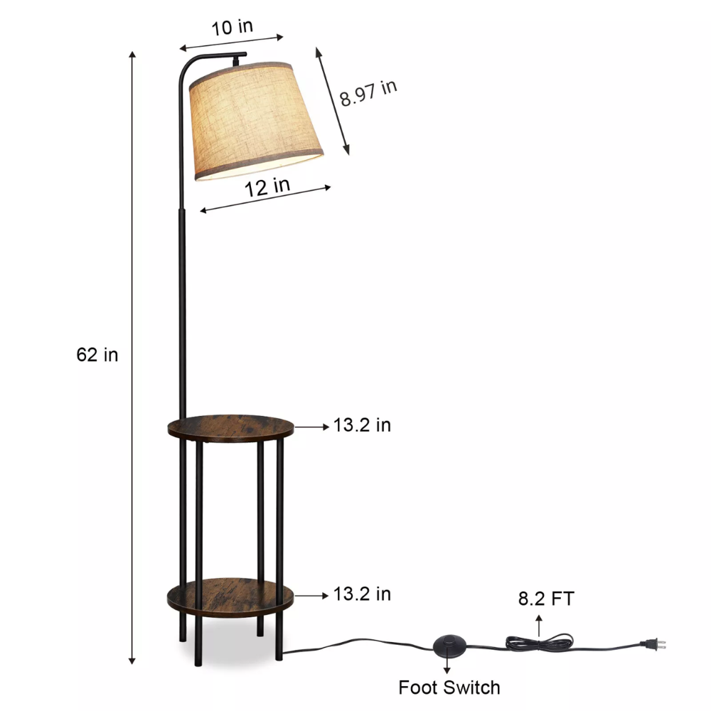 Floor Lamp with Table DEWENWILS Wooden End Side Table Farmhouse Floor Lamp