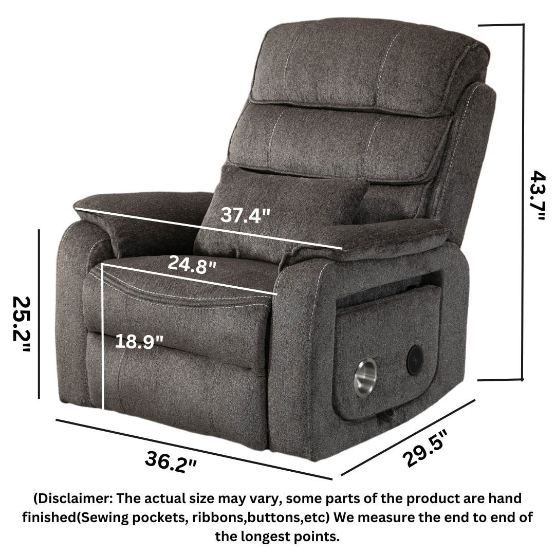Knight Lay Flat Lift Chair, Oversized, Back Up Battery, Wireless Charging Side Table, Light Grey (Free 2 Years Warranty)