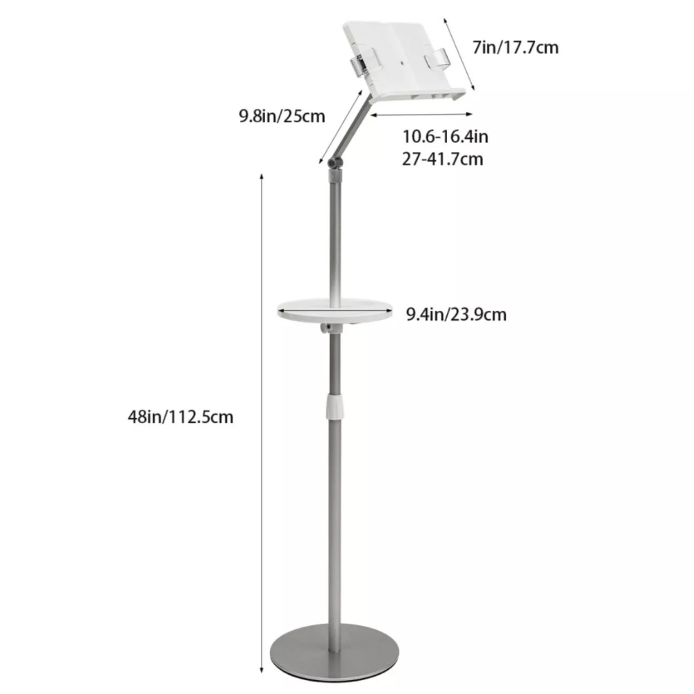 Floor Book Stand for Reading Book Holder Metal Support Adjustable Height & Panel