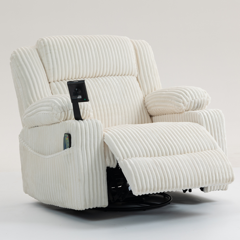 Power Swivel Rocker Recliner with Massage & Heat.