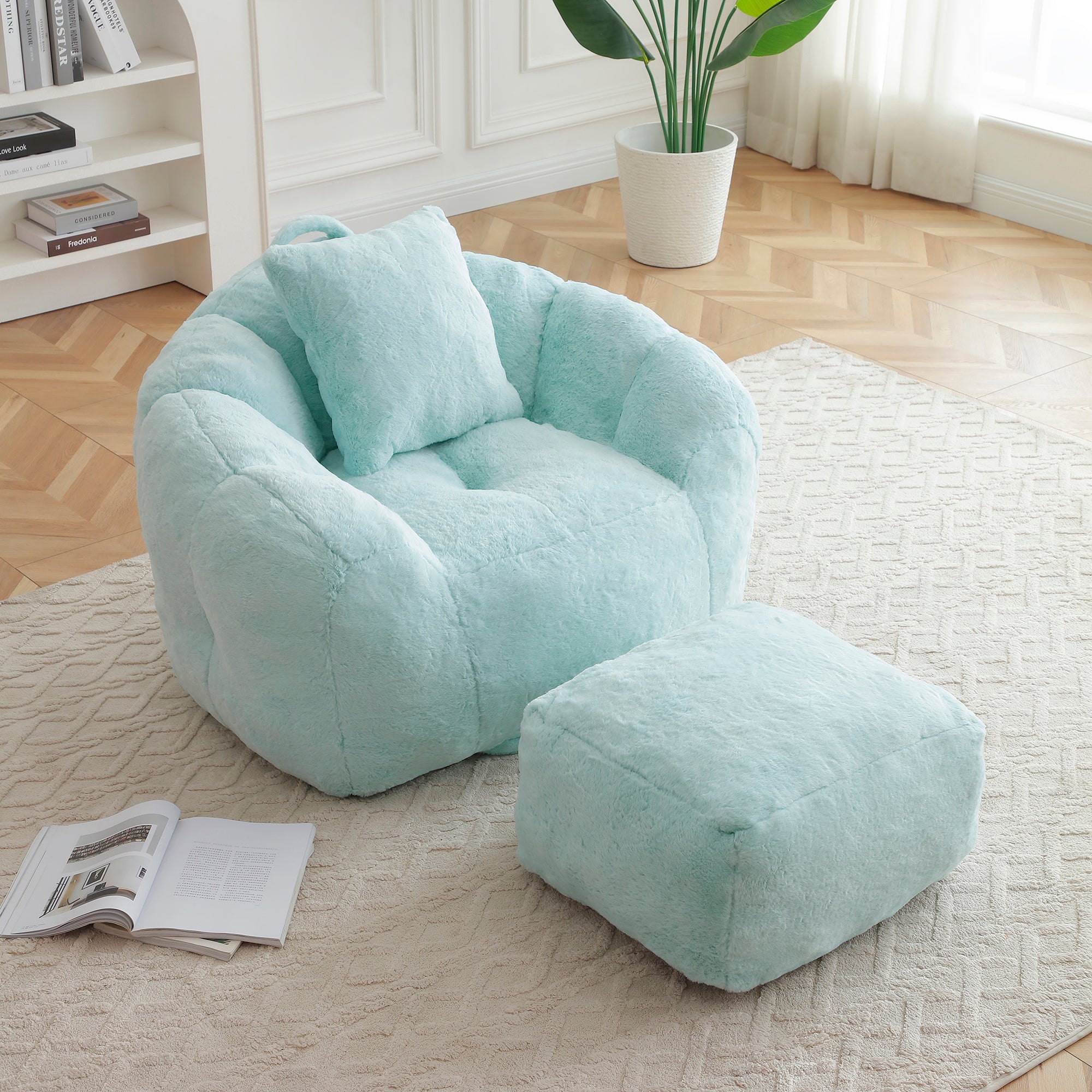 Foam Bean Bag Chair with Footrest.