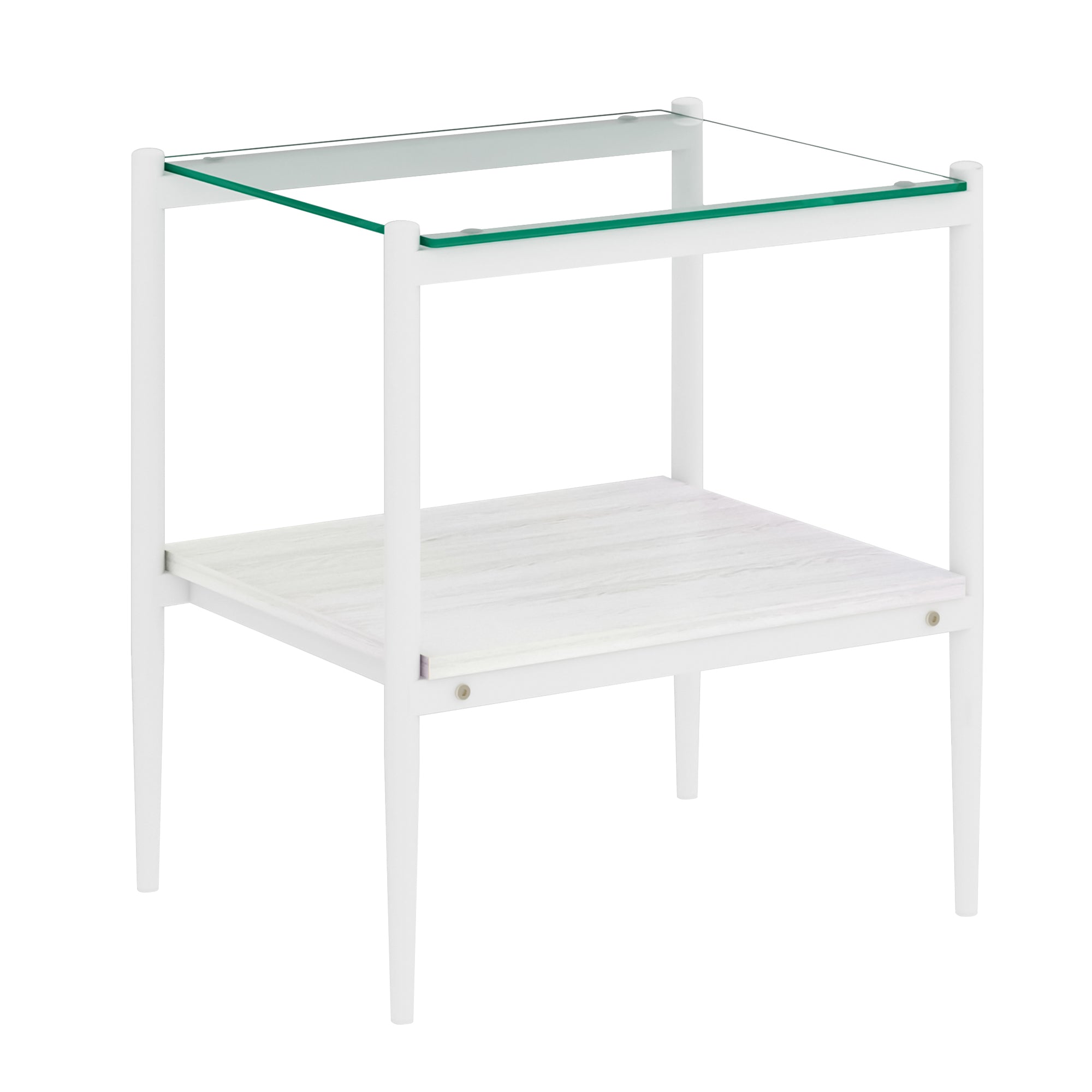 Set of 2 Rectangle End Table, Tempered Glass.