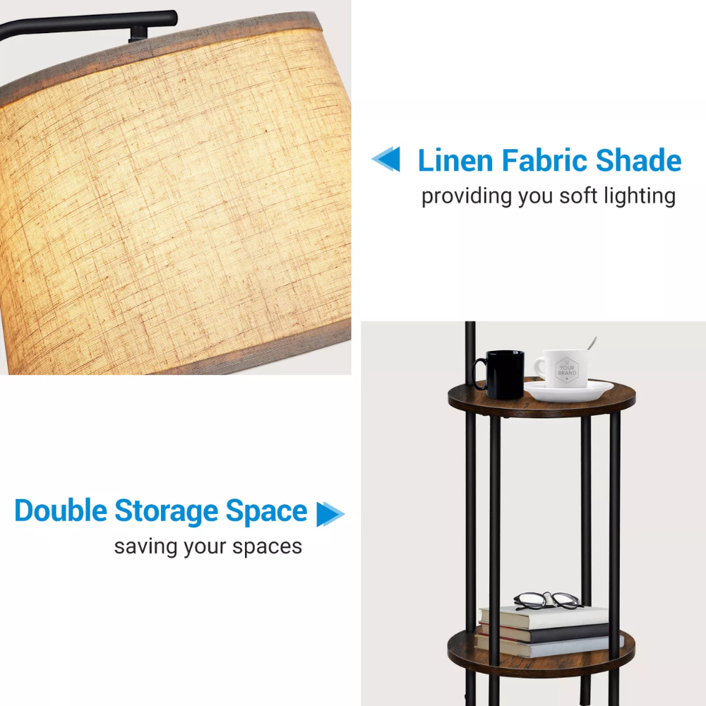 Floor Lamp with Table DEWENWILS Wooden End Side Table Farmhouse Floor Lamp