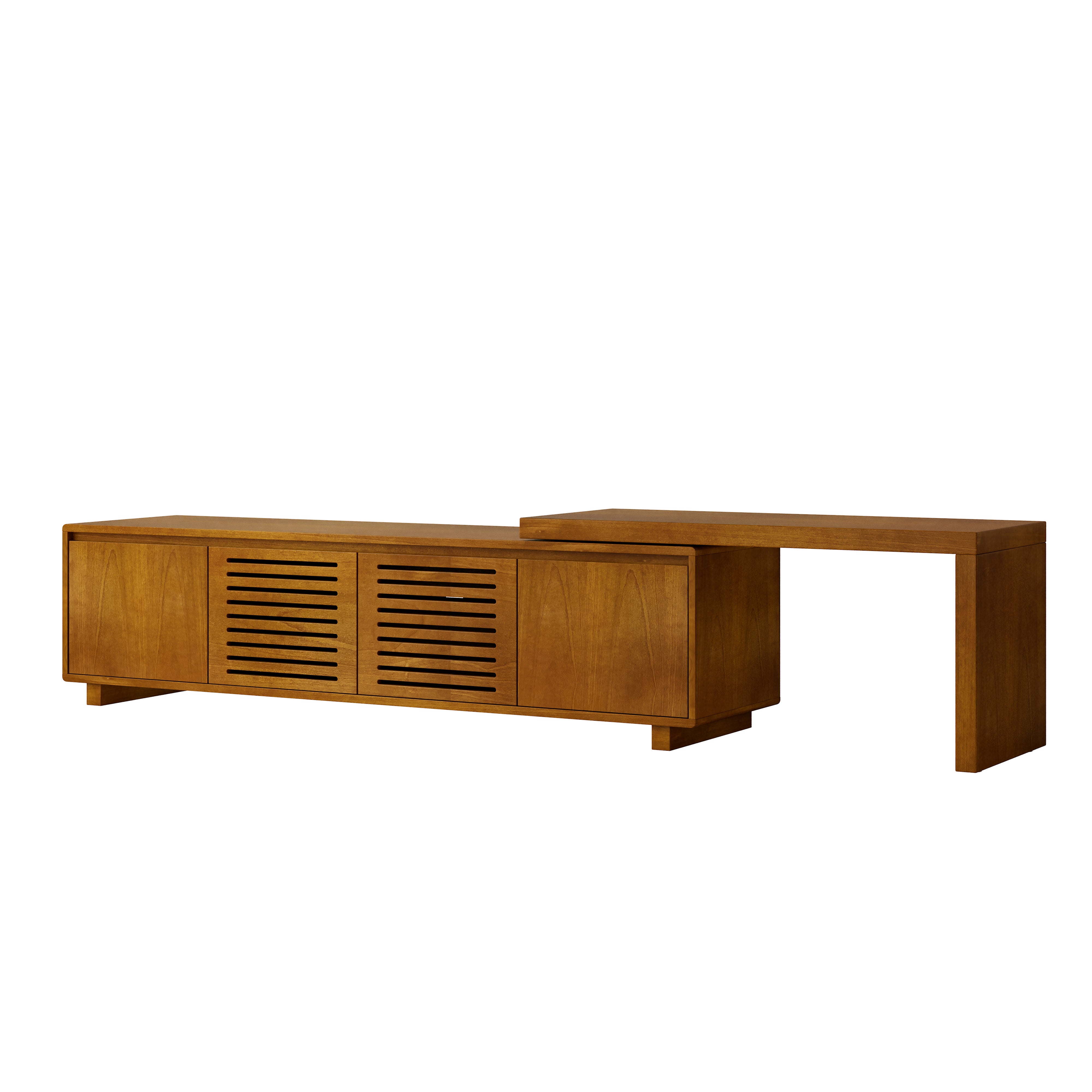 Expandable Wood TV Stand for 55"-75" TVs