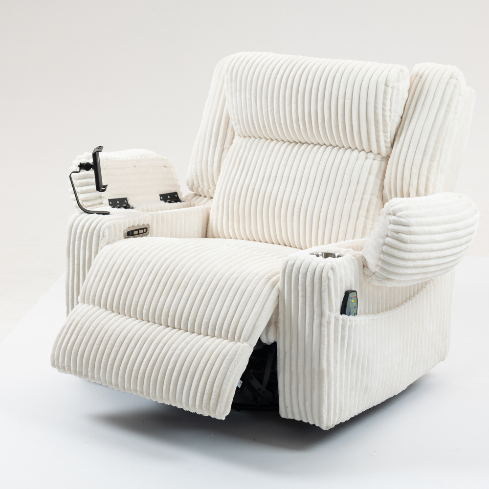 Power Swivel Rocker Recliner with Massage & Heat.