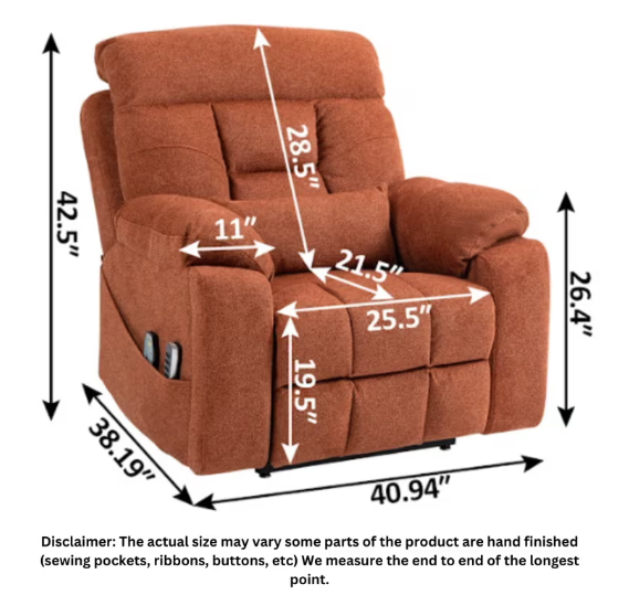 LuxQuad Lay Flat Lift Chair, The First 4 Motors Oversized Recliner, Sunset Rose