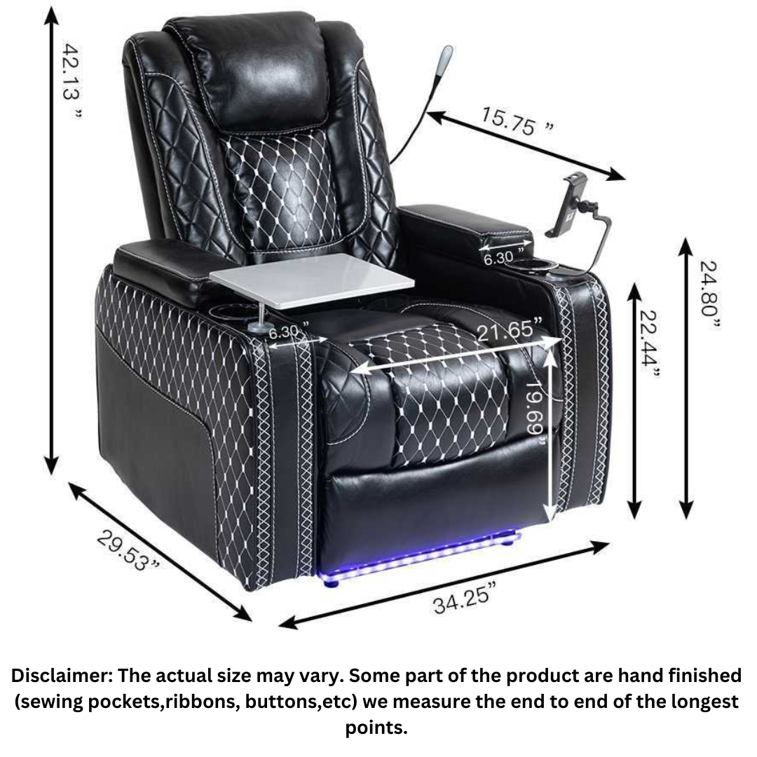 AstroLounge Zero Gravity Chair with Smart Control, 2 Cup Holder, 2 Storage with Cover, with Phone and Laptop Holder, Faux Leather - Black.