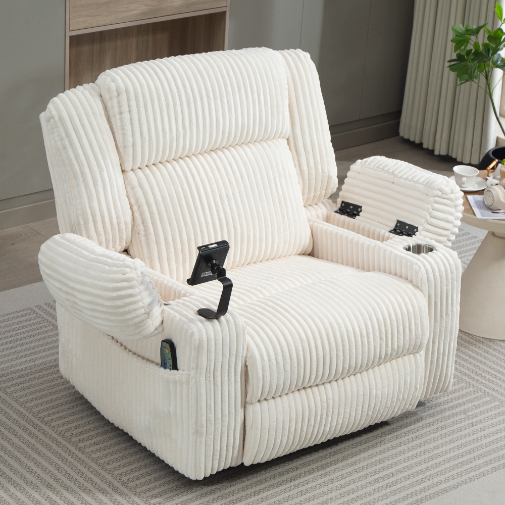 Aurora Swivel Rocking Chair - Dual Motor Power Recliner with Heat & Massage