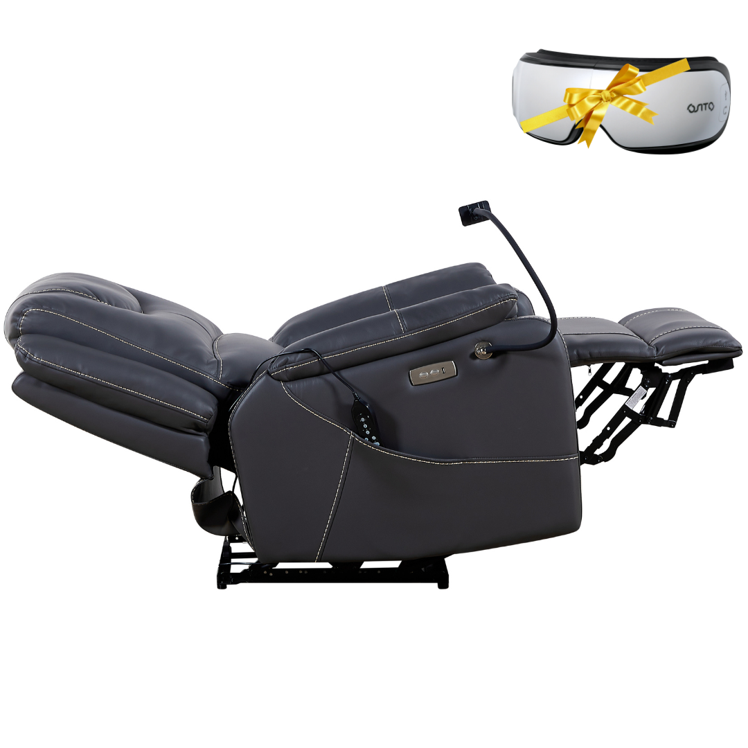 CloudFloat Recliner Chair with Heat and Massage, 139 Degree True Zero Gravity, with Heat and Massage Faux Leather Black (FREE Eye Massager).