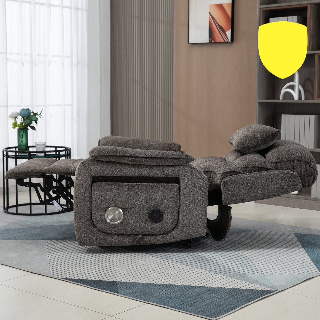 Knight Lay Flat Lift Chair, Oversized, Wireless Charging Side Table, Light Grey (Free 2 Years Warranty)