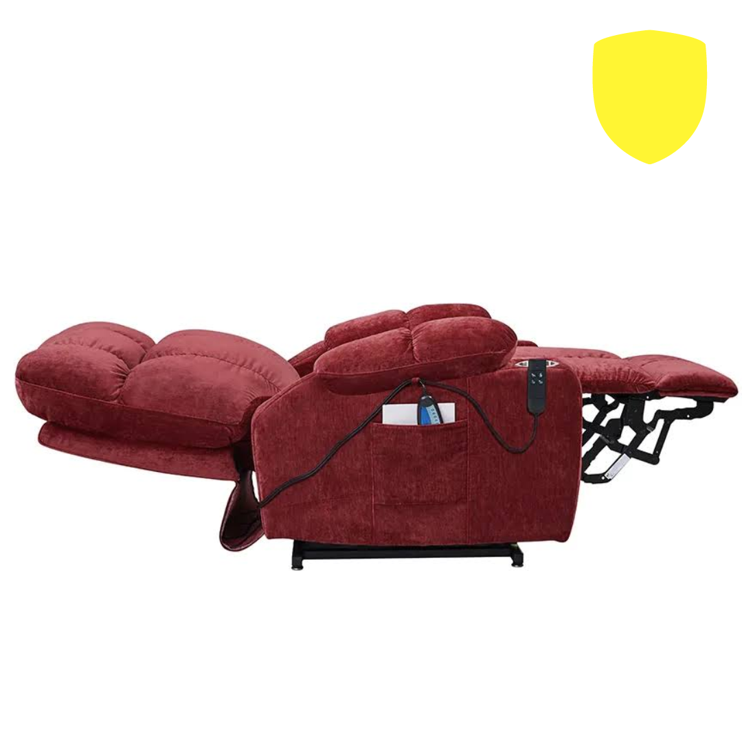 NestingCloud Lift Chair for Elderly with Dual Motor, 180° Lay Flat Recliner, Heat and Massage, Red (FREE 2 Years Warranty)