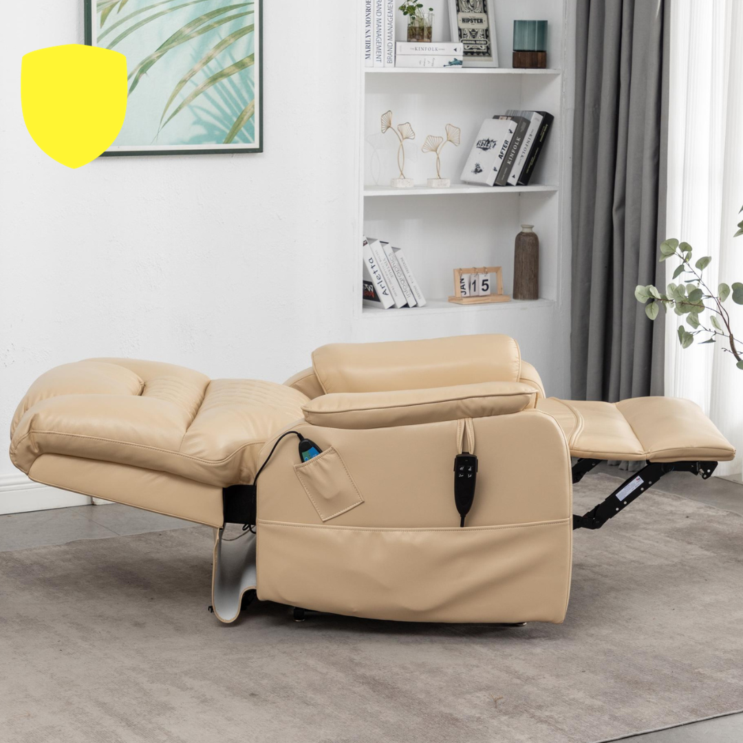 SleepingTitan Lift Chair for Elderly, Extra Wide with Dual Motor, 180° Lay Flat Recliner, Heat and Massage, Beige (FREE 2 Years Warranty).