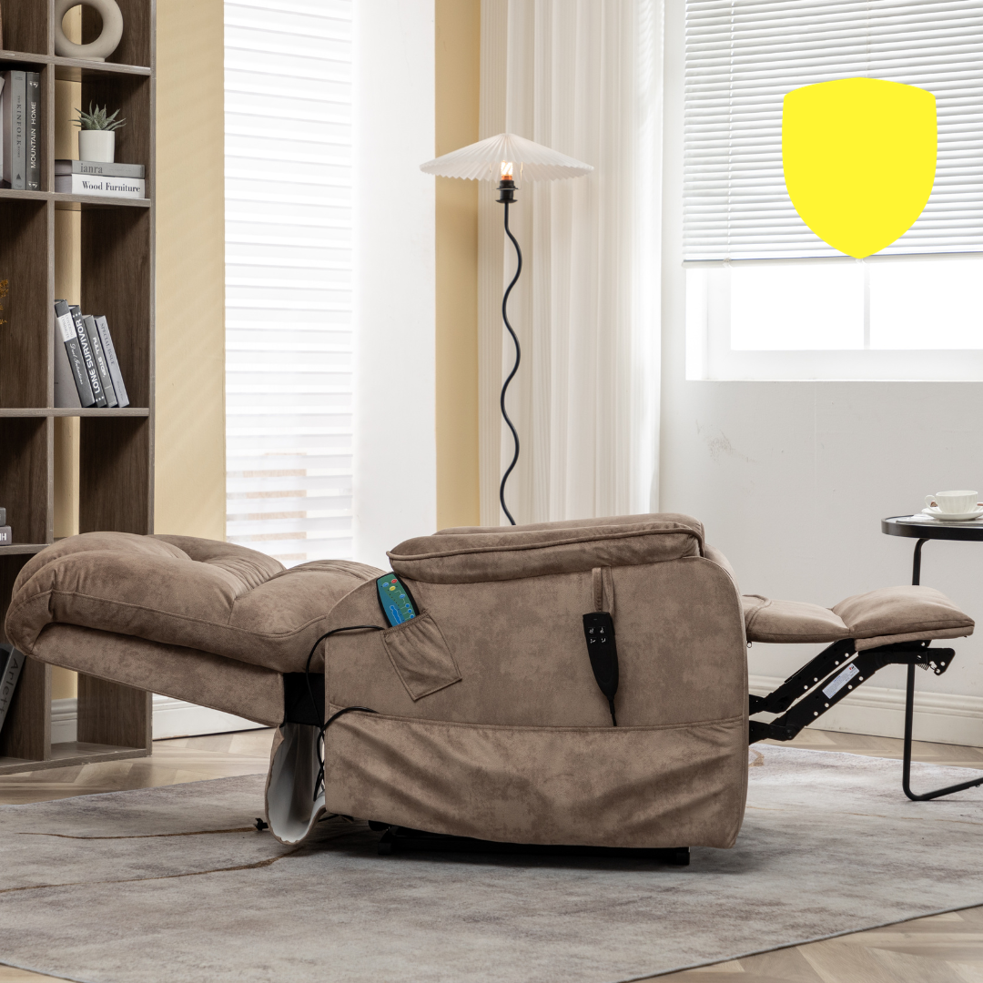 SleepingTitan Lift Chair, Extra Wide with Dual Motor, 180° Lay Flat Recliner, Heat and Massage, Brown (FREE 2 Years Warranty)