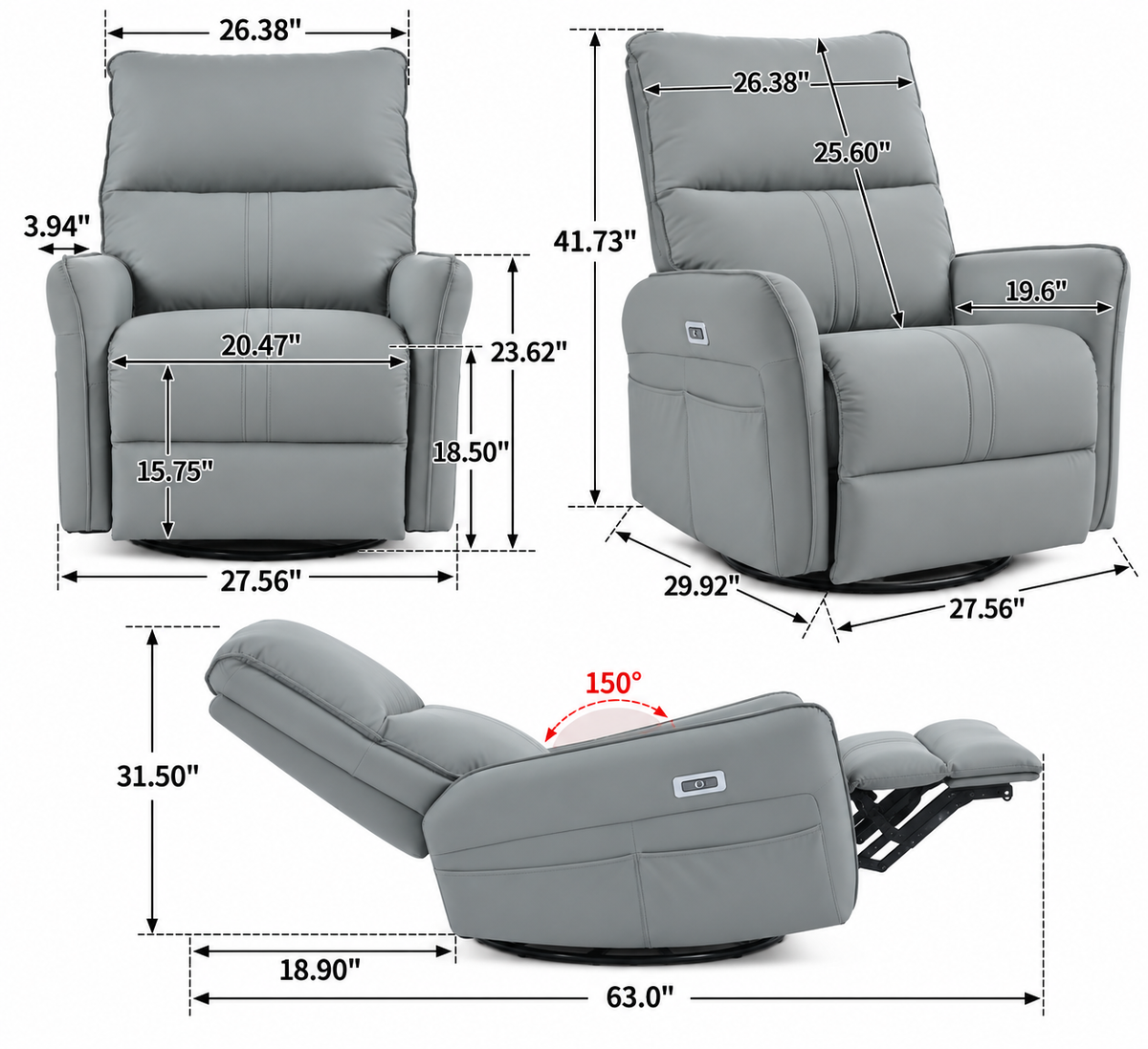 NestRock 270° Power Swivel Rocker Recliner