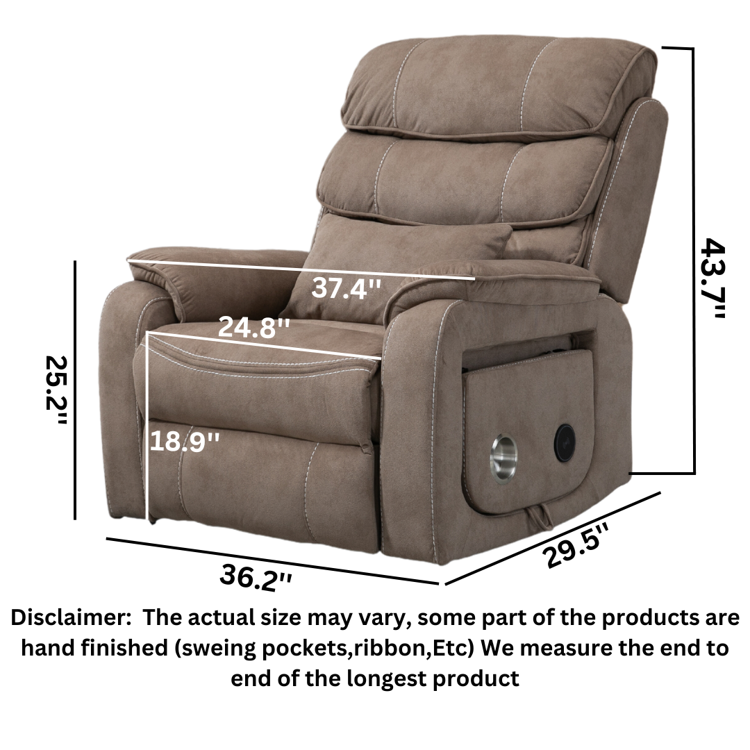 Knight Lay Flat Lift Chair, Extra Wide, Back Up Battery, Wireless Charging Side Table, Beige Brown (Free 2 Years Warranty)