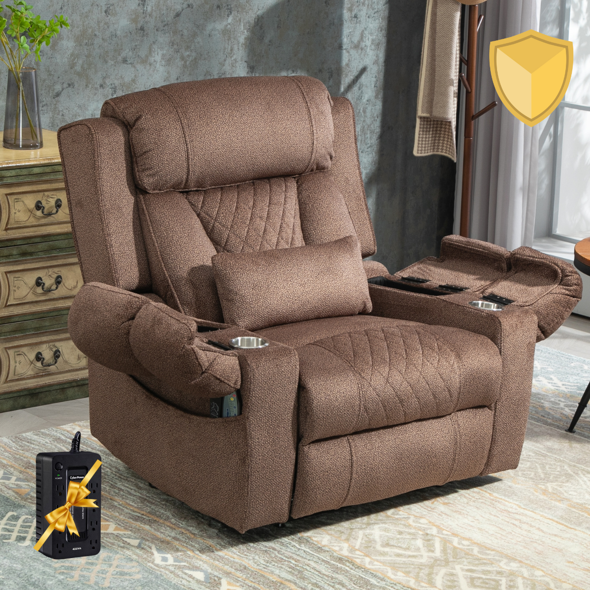 StashEase Lift Chair, 28 Inch Wide Seat Oversized with Back Up Battery (Free 2 Years Warranty)
