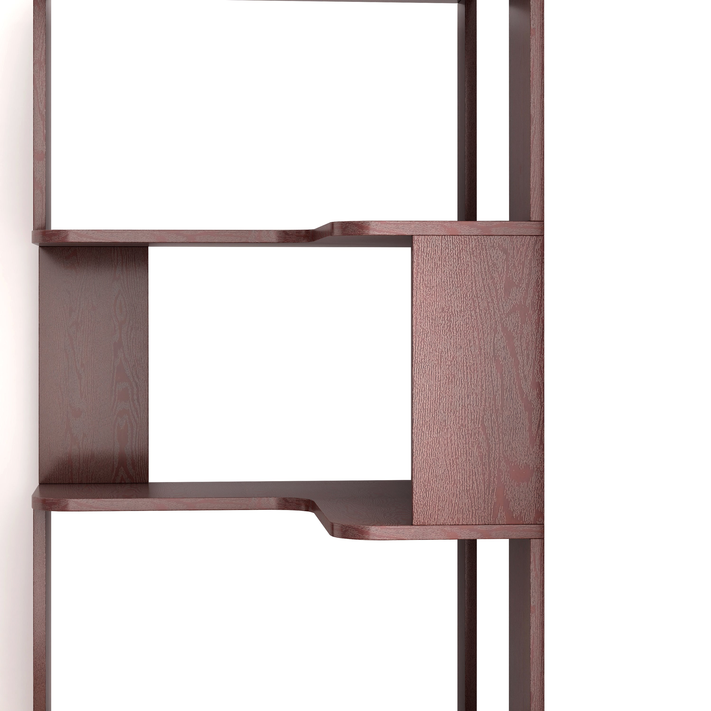 6-Tier L-Shaped Corner Bookshelf with Anti-Tip & Open Storage – Dark Red