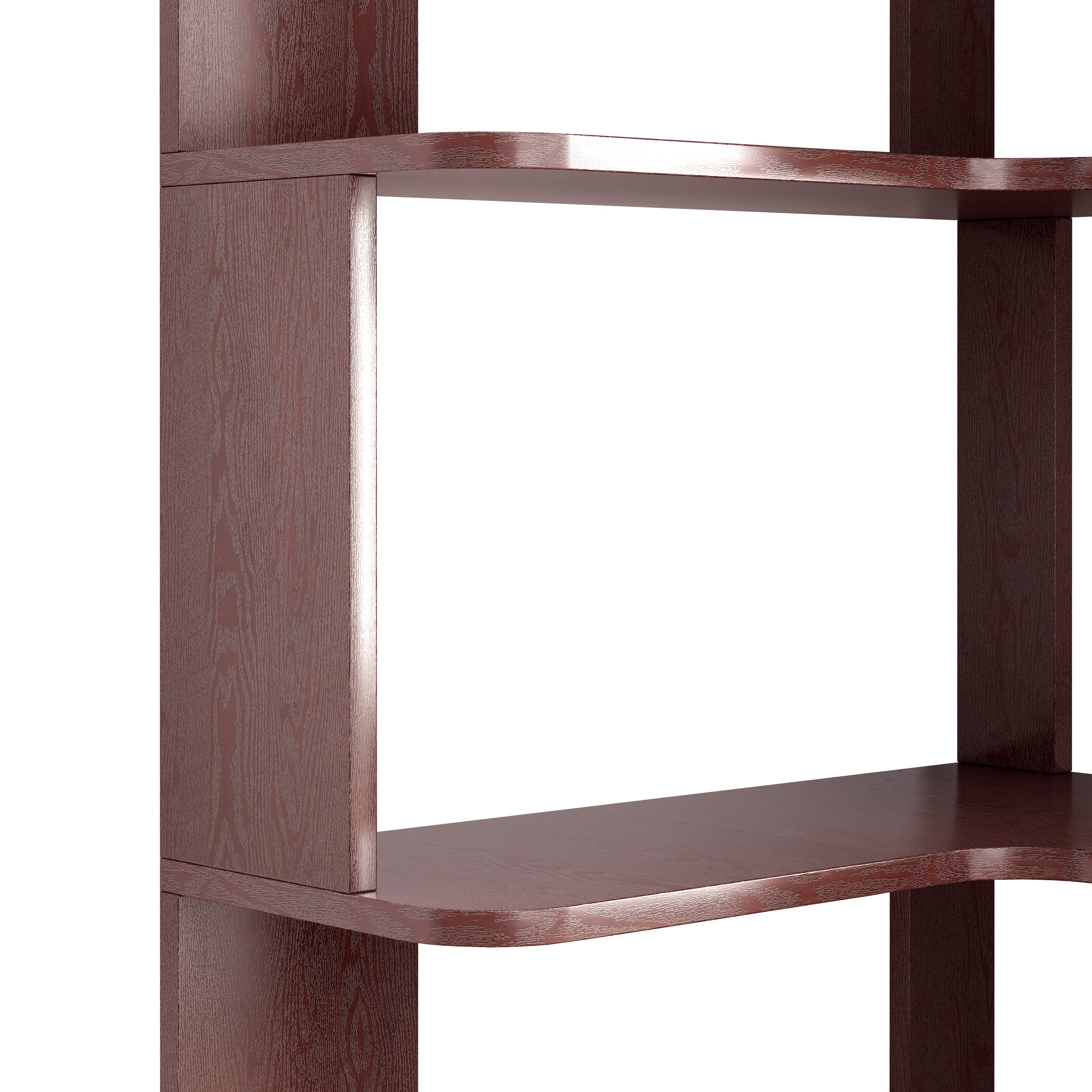 6-Tier L-Shaped Corner Bookshelf with Anti-Tip & Open Storage – Dark Red