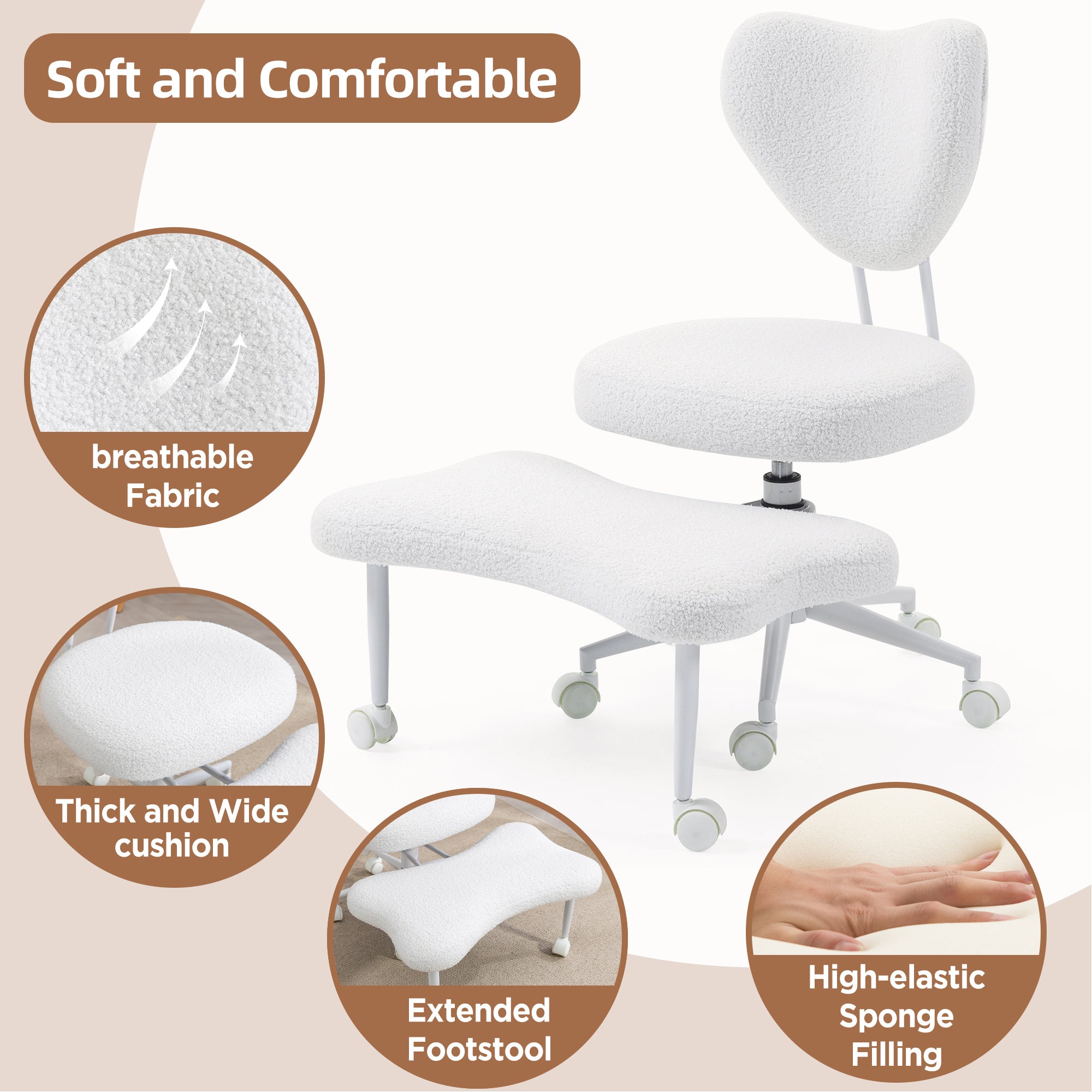Ergonomic Meditation Chair with Lumbar Support - Beige.