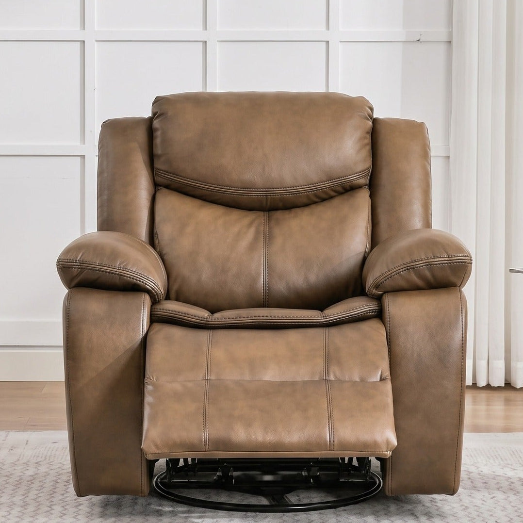 CozyNest Manual Recliner Rocker with 360° Swivel & Padded Armrests