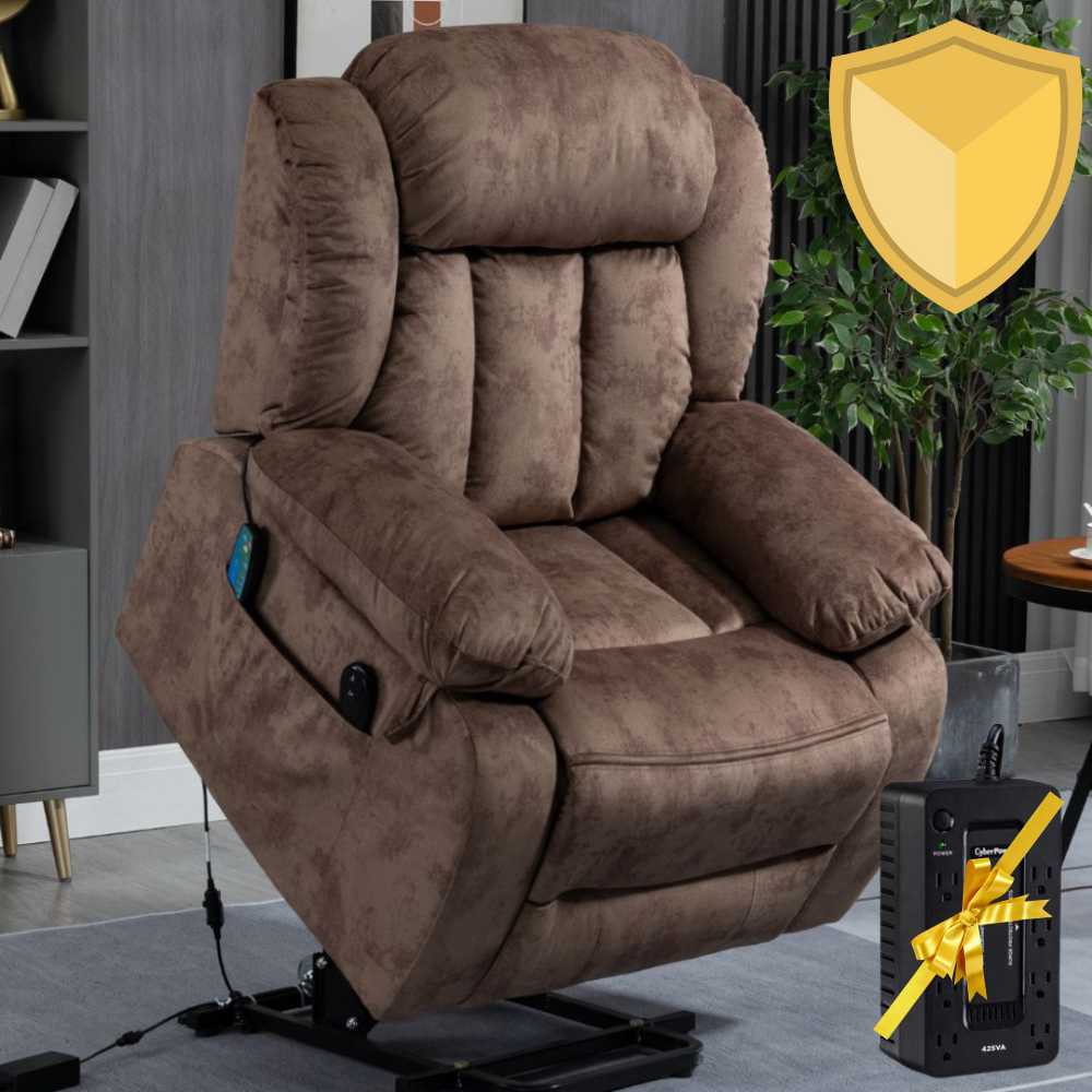 Crius Lift Chair, 38 Inch Wide with Safety Motion, With Back Up Battery Velvet Brown (FREE 2 Years Warranty).