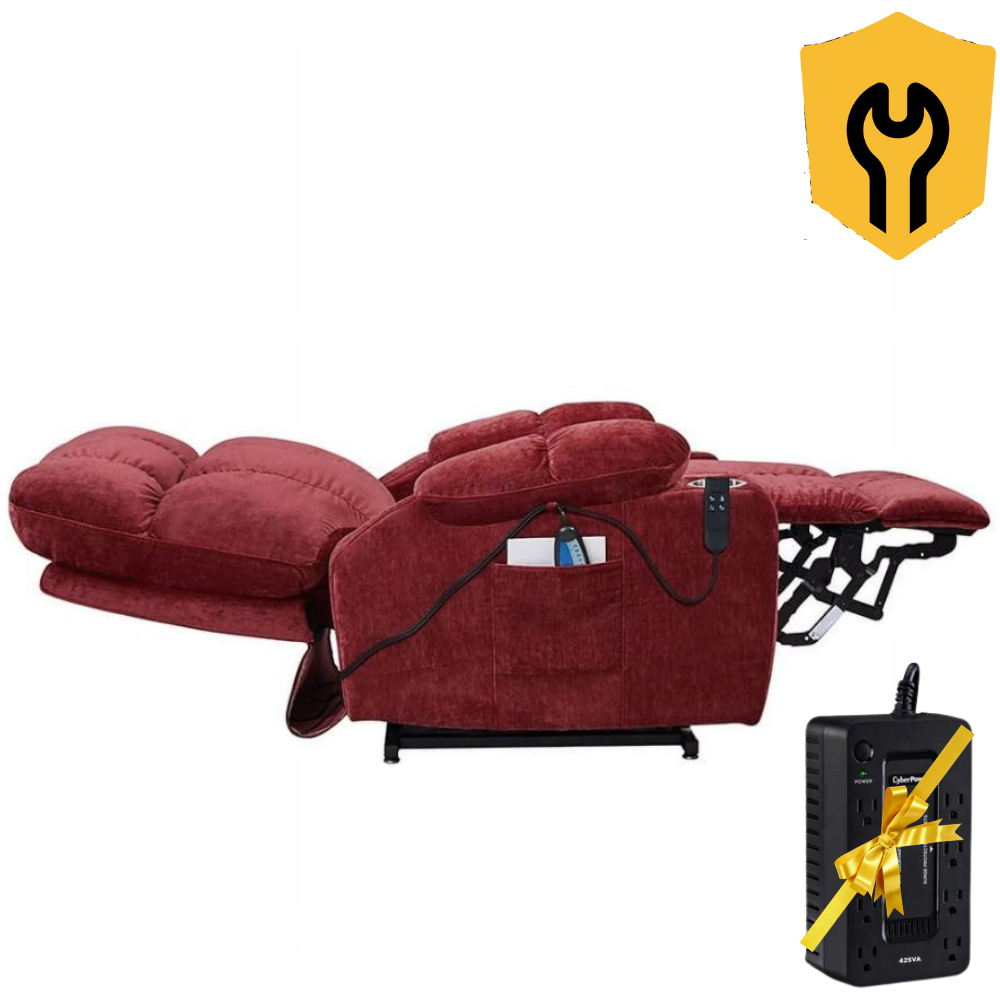 NestingCloud Lift Chair with Dual Motor, 180° Lay Flat Recliner, With Back Up Battery, Red (FREE 2 Years Warranty)
