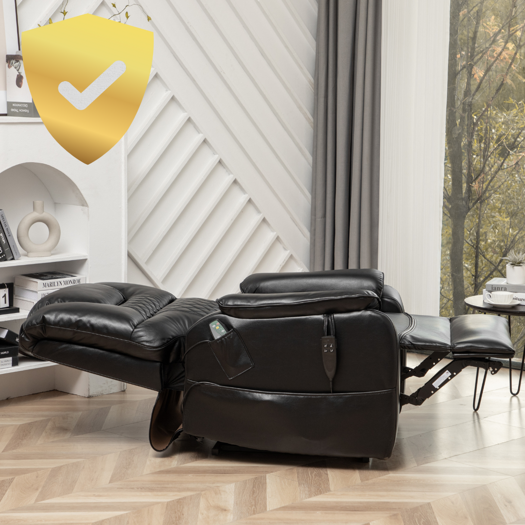 SleepingTitan Lift Chair For Elderly, Extra Wide with Dual Motor, 180° Lay Flat Recliner, Heat and Massage, Black (FREE 2 Years Warranty).