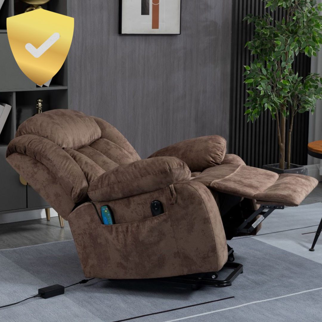 Crius Lift Chair for Elderly with Heat and Massage, 22 Inch Wide Seat, Velvet Brown(FREE 2 Years Warranty)