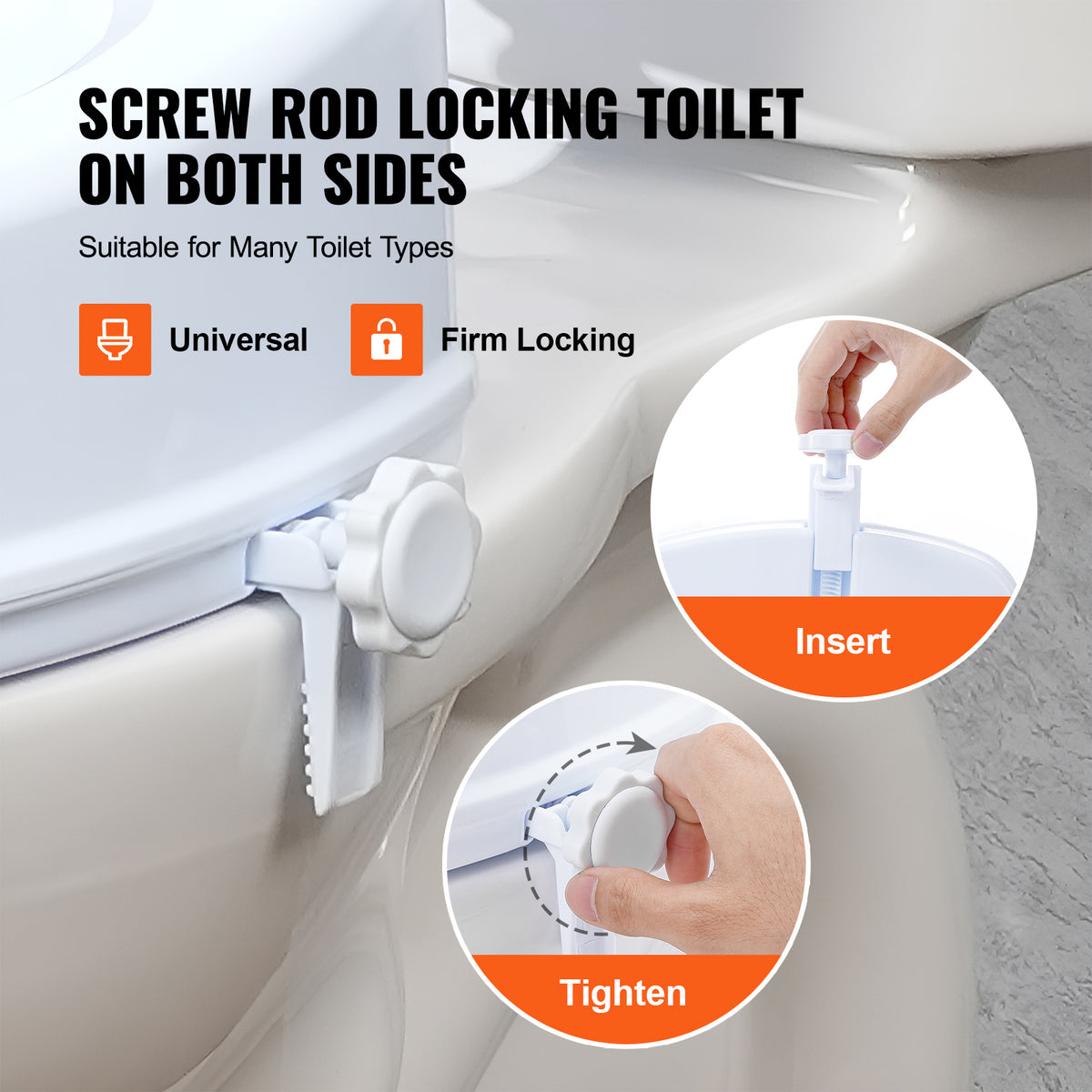 6-Inch Raised Toilet Seat Riser with Dual-Lock Knobs – 150 mm Elevated Toilet Seat.