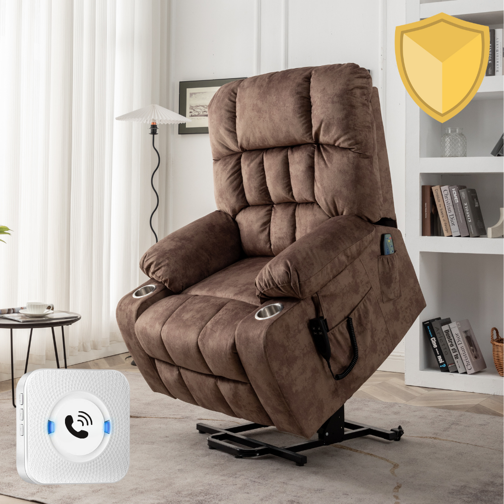 Bulkyriser (2.0) Lay Flat Lift Chair, 26 Inch Wide Seat, Brown (Free 2 Years Warranty)