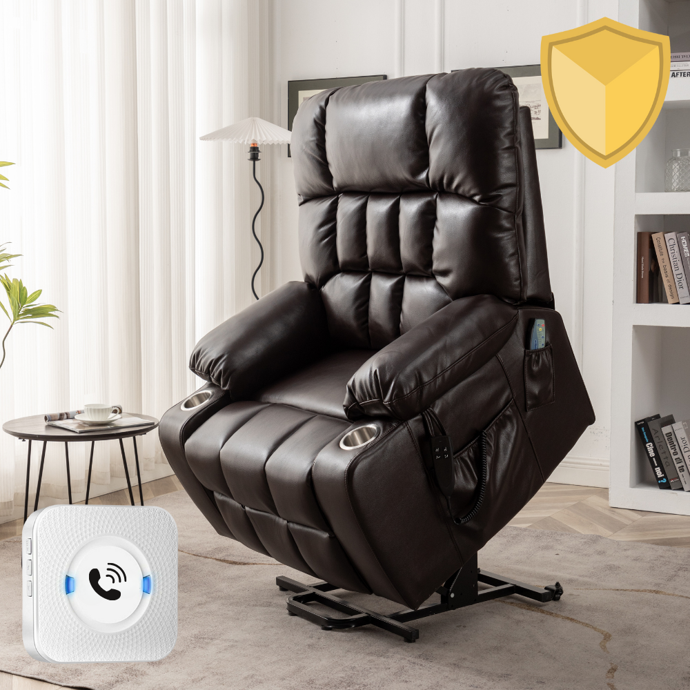Bulkyriser (2.0) Lay Flat Lift Chair, 26 Inch Wide Seat, Dark Brown (Free 2 Years Warranty)