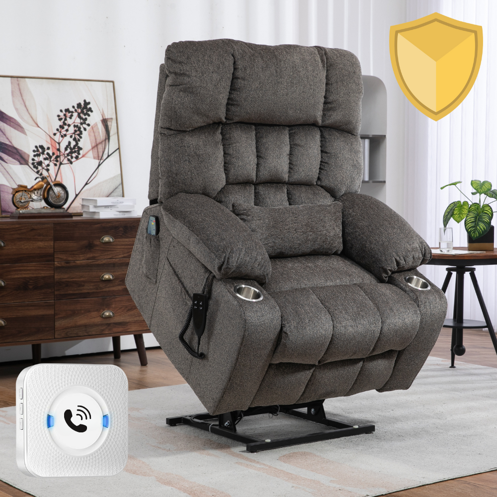 Bulkyriser (2.0) Lay Flat Lift Chair, 26 Inch Wide Seat, Light Gray (Free 2 Years Warranty)